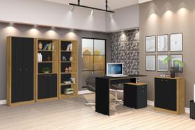 Kit 5 Peças 1 Escrivaninha 120cm 1 Balcão 2 Estantes 1 Armário Kit 5 Peças 1 Escrivaninha 120cm 1 Balcão 2 Estantes 1 Armário