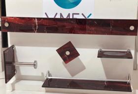 Kit 5 peças acessórios para banheiro vidro Vmex- Vermelho Carrara
