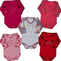Kit 5 Peças Body Bebe Bordado Suedine 100 Algodão Menino Menina