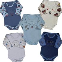 Kit 5 Peças Body Bebe Bordado Suedine 100 Algodão Menino Menina