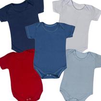 Kit 5 Peças Body Bebe Manga Curta Liso Algodão Menino Menina Kit 5 Peças Body Bebe Manga Curta Liso Algodão Menino Menina