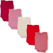 Kit 5 Peças Body Bebe Regata Liso 100% Algodão Menino