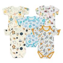 Kit 5 Peças Body Manga Curta Estampado Enxoval Roupa de Bebê Kit 5 Peças Body Manga Curta Estampado Enxoval Roupa de Bebê