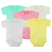 Kit 5 Peças Body Manga Curta Estampado Enxoval Roupa de Bebê