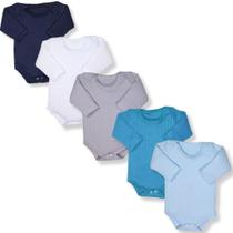 Kit 5 Peças Body Suedine 100% Algodão Liso M/ Longa Menino Kit 5 Peças Body Suedine 100% Algodão Liso M/ Longa Menino
