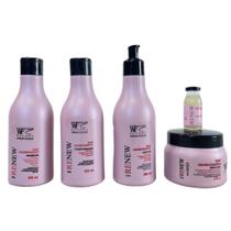 Kit 5 Peças Cabelos Danificado Poroso Ressecado Ponta Dupla Hidratação Reconstrução WF Renew 1.162ml