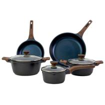 Kit 5 Peças Caçarolas Frigideiras Antiaderente Temperatti Nigro