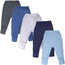 Kit 5 Peças Calça Mijão Suedine Liso Macio Vira Pé Menino