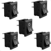 Kit 5 Peças - Chave Gangorra 2 Posições - Kcd1-101 Preto Liga Desliga On/off Kit 5 Peças - Chave Gangorra 2 Posições - Kcd1-101 Preto Liga Desliga On/off