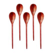 Kit 5 Peças Colher De Pau Madeira Modelo Intermediário 33 Cm
