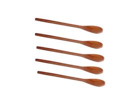 Kit 5 Peças Colher De Pau Madeira Modelo Intermediário 33 Cm