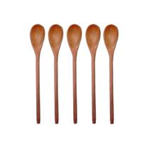 Kit 5 Peças Colher De Pau Madeira Modelos Mingau 27 Cm