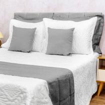 Kit 5 Peças Decoração Sala Peseira King Piquet Cama Posta Luxo