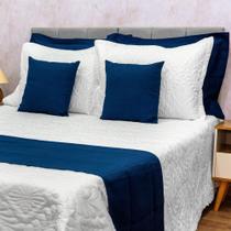 Kit 5 Peças Decoração Sala Peseira Queen Piquet Cama Posta Luxo