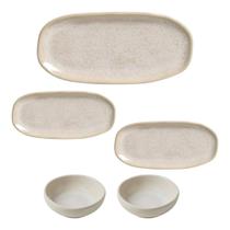Kit 5 Peças em Cerâmica Stoneware Latte 3 Travessas e 2 Ramequins Alta Resistência Kit 5 Peças em Cerâmica Stoneware Latte 3 Travessas e 2 Ramequins Alta Resistência