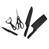 Kit 5 Peças Facas Profissionais com Tesoura e Descascador Tipo Y de Cozinha