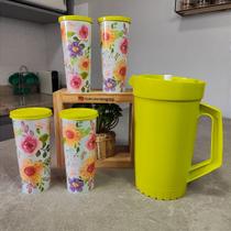 Kit 5 Peças Flores - Jarra e Copos Tupperware Kit 5 Peças Flores - Jarra e Copos Tupperware