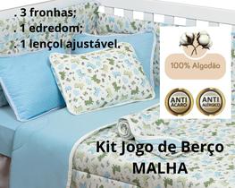 Kit 5 Peças Jogo de Berço Malha 100% Algodão Estampados