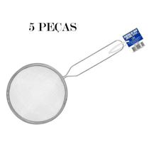 Kit 5 Peças Peneira Coador Inox com Cabo 12x24 Cm Kit 5 Peças Peneira Coador Inox com Cabo 12x24 Cm