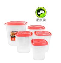 Kit 5 Peças Porta Mantimentos Uninjet Vermelho Pratico