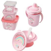 Kit 5 Peças Pote Conect/ Tigela/ Copo Arco-iris - plasutil