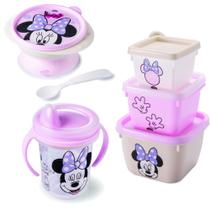 Kit 5 Peças Pote Conect, Tigela, Copo Minnie - plasutil