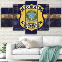 Kit 5 Peças Quadro Decorativo De Parede Mosaico Policia Prf Sala Quarto Hall