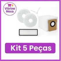 Kit 5 Peças Robô Aspirador Mop Escova Lateral Filtro Saco Coletor Compatível com Xiaomi X20 X10 S20 Plus