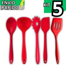 Kit 5 Peças Silicone Colher Concha Espátula Vazada Pegador de Massas e Espátula de Pão Duro