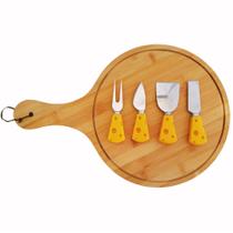 Kit 5 Peças Tábua + Utensílios Para Queijos / Frios 30x45cm Bambu - Saldão Kit 5 Peças Tábua + Utensílios Para Queijos / Frios 30x45cm Bambu - Saldão