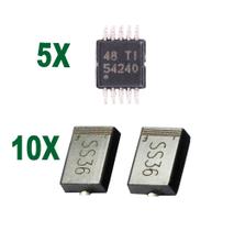 Kit 5 peças Tps54240 smd tps 54240 + 10 pçs diodo ss36 sk36 60v 3a schottky Kit 5 peças Tps54240 smd tps 54240 + 10 pçs diodo ss36 sk36 60v 3a schottky