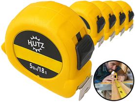 Kit 5 Peças Trenas Fita Métrica Longa Inox Com Trava Presilha Profissional Multiuso 5m x 25mm Hutz