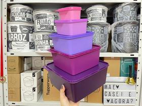Kit 5 Peças Tupperware Basic Line em Tons Roxo e Rosa