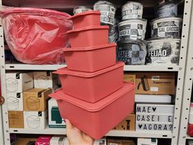 Kit 5 Peças Tupperware Basic Line Rosa Classic - Armazenamento