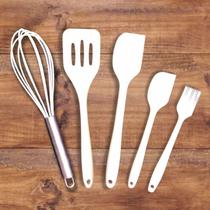Kit 5 Peças Utensilio De Cozinha Jogo Colheres Espátula Escumadeira Concha Em Silicone Kit 5 Peças Utensilio De Cozinha Jogo Colheres Espátula Escumadeira Concha Em Silicone