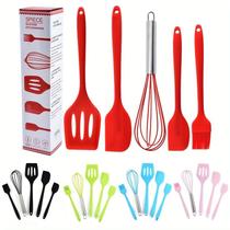 Kit 5 Peças Utensilios de Cozinha Silicone Colher Espátula Fue Espátula Pequena Pincel Kit 5 Peças Utensilios de Cozinha Silicone Colher Espátula Fue Espátula Pequena Pincel