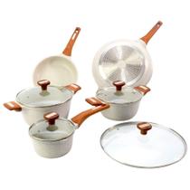 Kit 5 PeçasCaçarolas Frigideiras Antiaderente Temperatti Bianco Kit 5 PeçasCaçarolas Frigideiras Antiaderente Temperatti Bianco