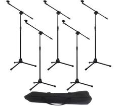 Kit 5 Pedestais Para Microfone Girafa Retrátil C/ Bag Tripé Profissional Ajustável Para Shows, Ensaios, Estúdios e Igrejas Kit 5 Pedestais Para Microfone Girafa Retrátil C/ Bag Tripé Profissional Ajustável Para Shows, Ensaios, Estúdios e Igrejas