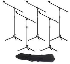 Kit 5 Pedestal Suporte Tripé Girafa P/Microfone Dinâmico Bag