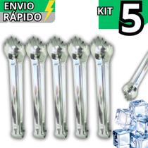 Kit 5 Pegador de Gelo em Inox 18,5Cm Alta Qualidade Para Drinks Barman Bebidas Festas Baladas Frutas