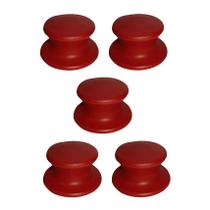 Kit 5 Pegador Puxador Tampa Vidro e Ferro Panela Vermelho