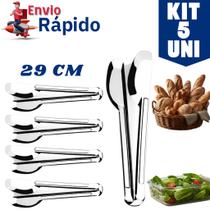 Kit 5 Pegador Universal 29cm Multiuso Utensílio de Cozinha Aço Inox Cozinha Buffet Restaurante Padaria
