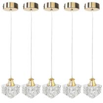 Kit 5 Pendente Cristal Interna Metal Dourado Bancada Bet42