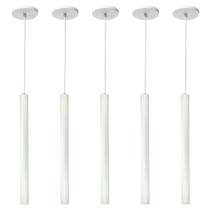 Kit 5 Pendente Luminária Tubo Branco 50 Cm