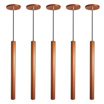 Kit 5 Pendente Luminária Tubo Cobre 50 Cm