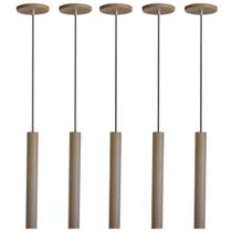 Kit 5 Pendente Luminária Tubo Fendi 30 Cm