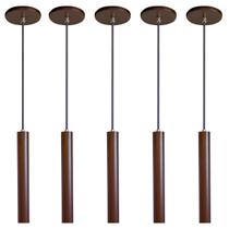 Kit 5 Pendente Luminária Tubo Marrom 30 Cm Kit 5 Pendente Luminária Tubo Marrom 30 Cm