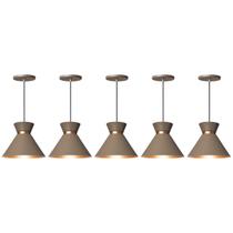 Kit 5 Pendente Lustre Luminária Berlin 15cm Fendi