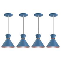 Kit 5 Pendente Lustre Luminária Berlin 23cm Azul