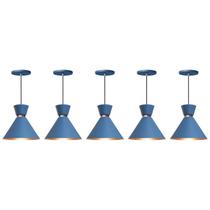 Kit 5 Pendente Lustre Luminária Berlin 23cm Azul Kit 5 Pendente Lustre Luminária Berlin 23cm Azul